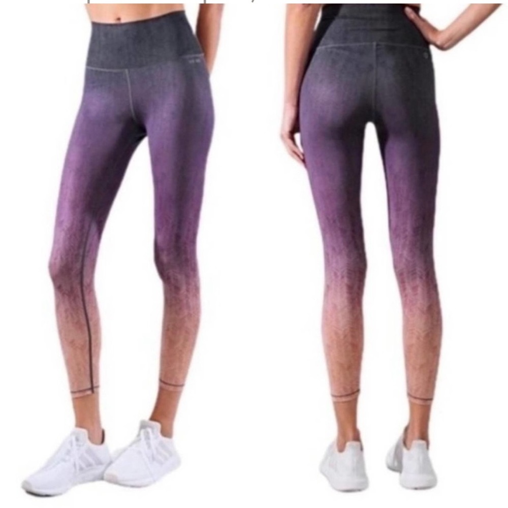 AR-33 Alpha High Waist Gray Purple Ombré Womens SZ Medium Athletic Leggings NEW